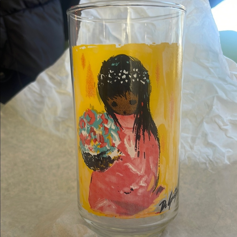 Ted De Grazia Art Glass Tumbler Flower Girl 16oz​